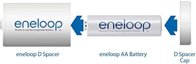 D-formaat batterijadapters voor oplaadbare Ni-MH AA-batterijcellen - 4 stuks