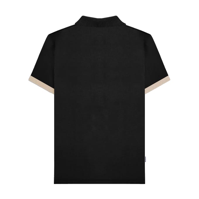 Lambretta Heren Vintage poloshirt met panelen (Zwart)