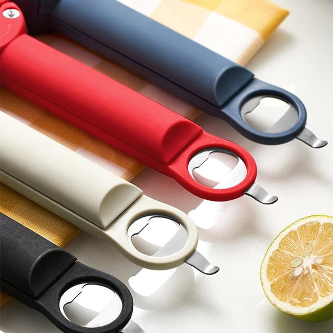 Ouvre-bouteille multifonctionnel Ouvre-boîte rétractable avec dos magnétique Pince réglable pour couvercle de bocal white