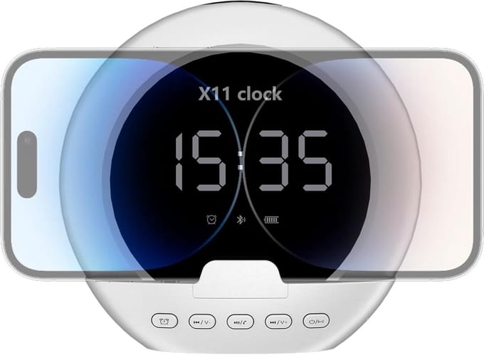 Wekker Radio - Draagbare Speaker - Muziek Luisteren - Multifunctioneel Ontwerp - 8.3 cm Breed - Wit