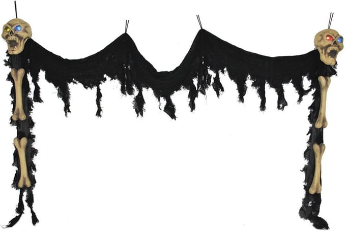 Deurdecoratie skelet met licht 340 cm | Decoratie Halloween