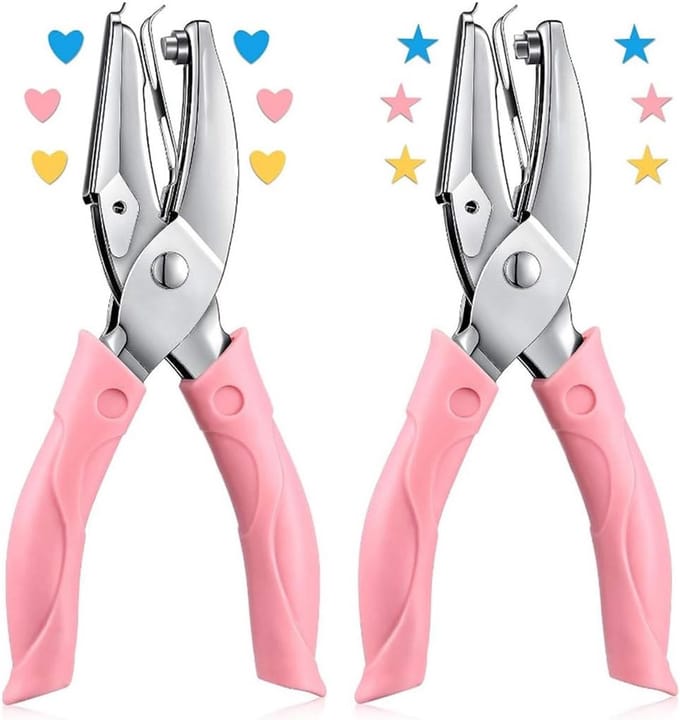 2 stuks Gatenpons Set Hart & Ster Vorm - Handmatige Papierperforator voor Knutselen en Kaarten