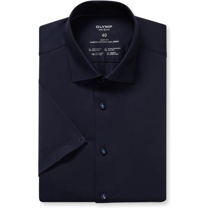OLYMP Level Five 24/Seven Overhemd, Body Fit, New York Kent, Marineblauw