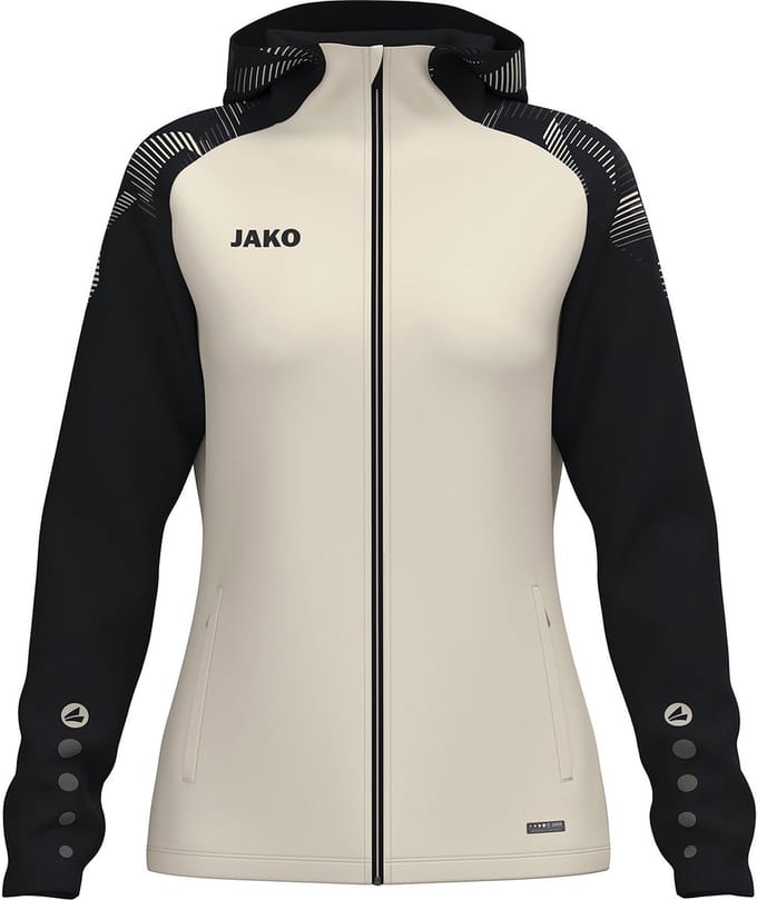 Jako Sonic Jas Met Kap Dames - Off White / Zwart | Maat: 42/44