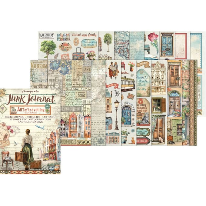 Stamperia - Art of Travelling Junk Journal Stickers, Backgrounds, Cut-Outs (SBJK18)