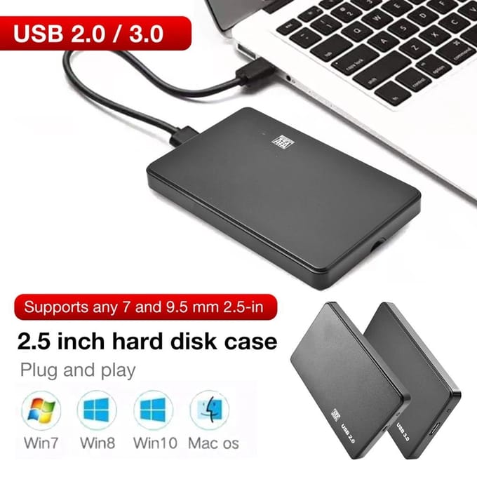USB 3.0 naar 2.5 Inch Harde Schijf Behuizing SATA HDD SSD Behuizing Mobiele Harde Schijf Behuizing 5Gbps Externe Opslag HDD Box voor PC Laptop Smartphone white