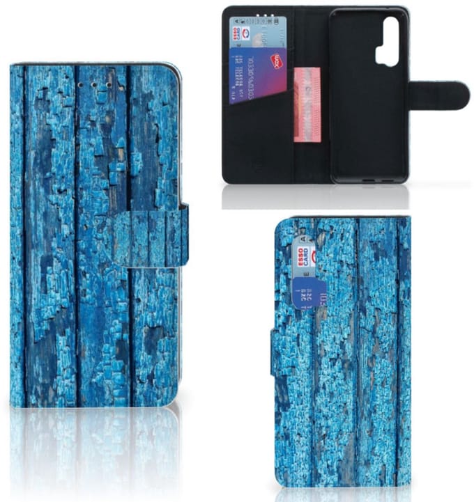 Honor 20 Pro Book Style Case Wood Blue