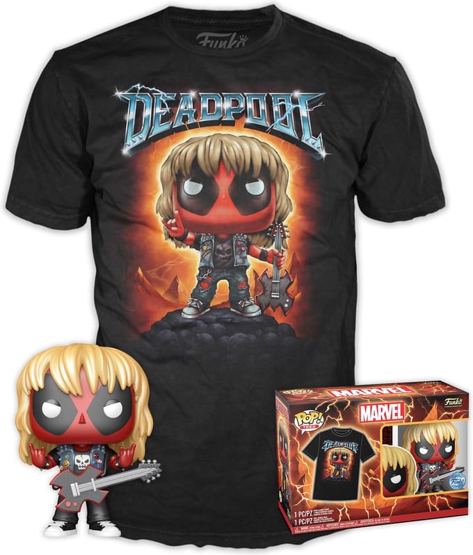 Funko Pop! Tee Box Marvel: DeadPool (Heavy Metal) Guitar Metallic Special Edition Exclusive - Maat M