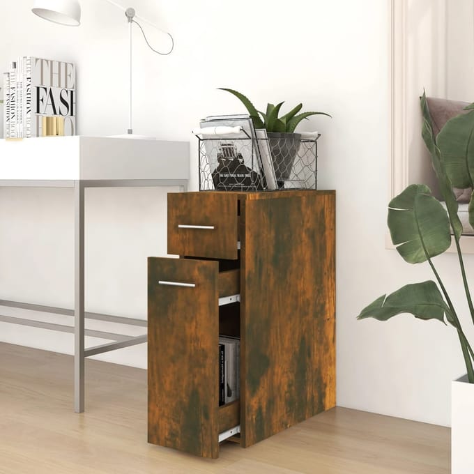 vidaXL - Apothekerskast - 20x45,5x60 - cm - bewerkt - hout - gerookt - eikenkleurig