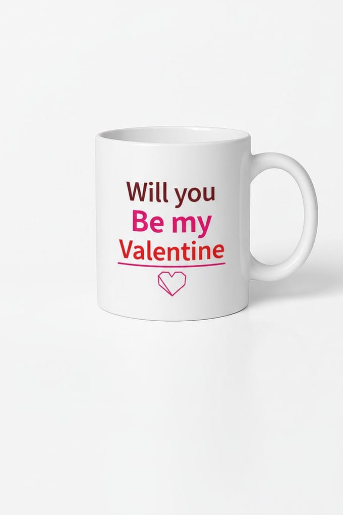 Valentijn Mok "Will you Be my Valentine" - Romantisch Cadeau met Hartje