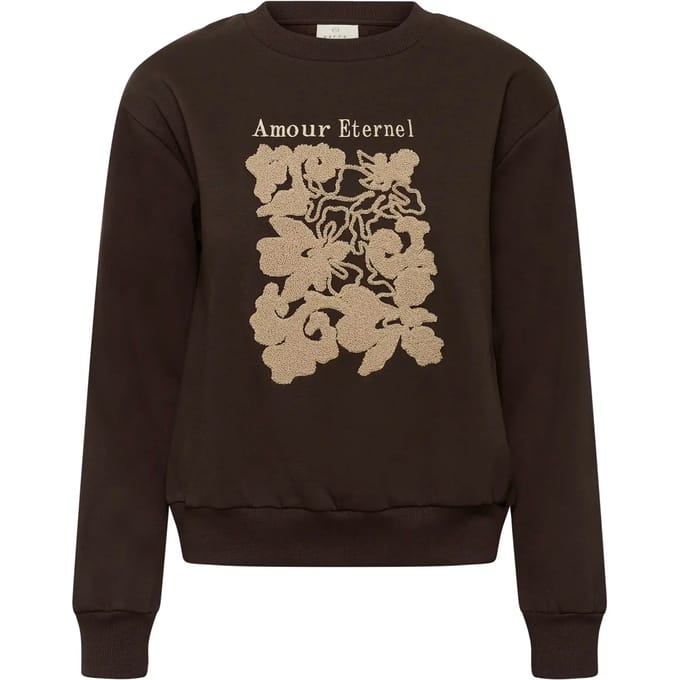 Kaffe KAroseanne Sweat Dames Trui - Coffee Bean