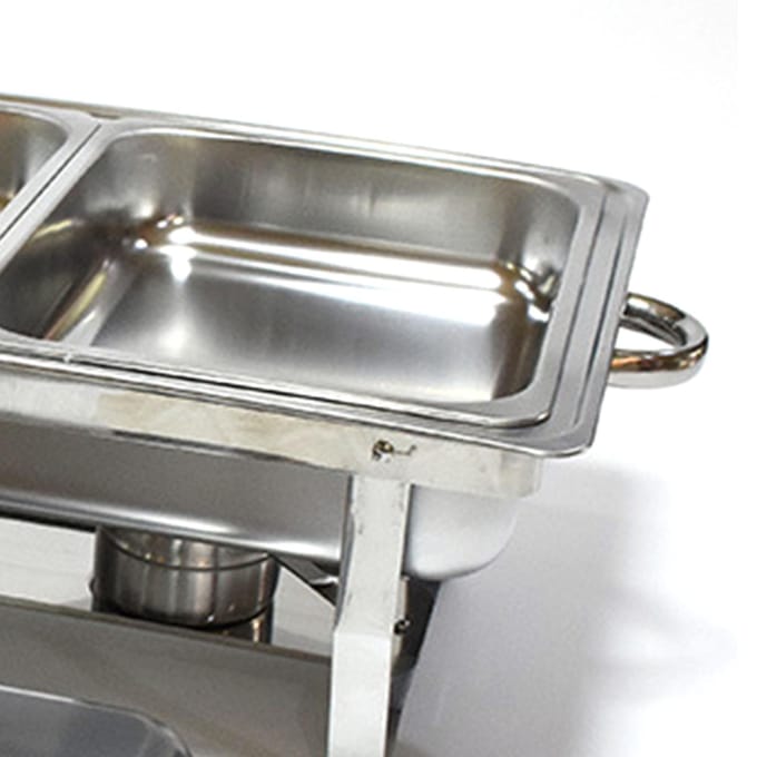 Buffet Warmer Server 2 Bak Chafing Dish Buffet Set Roestvrij Staal Voedselwarmer voor Hotel gray