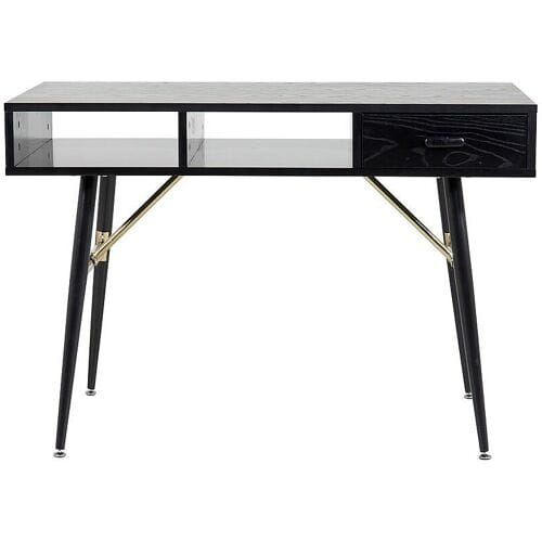 ebuy24 GoldDesk bureau met plank en lade 110x60 cm zwart.