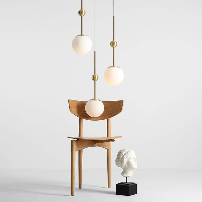 ALDEX Hanglamp Joel, rondell messing/wit, 3-lamps