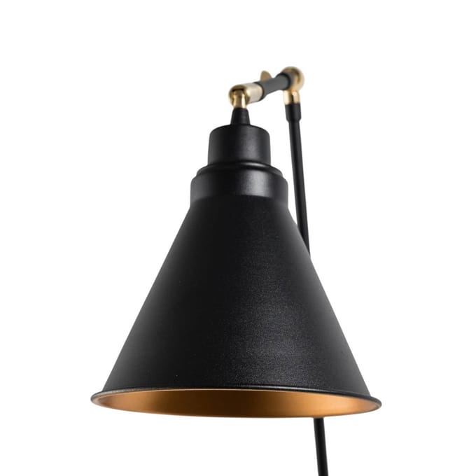Opviq Wandlamp Berceste 7956, zwart/goud, hoogte 56 cm