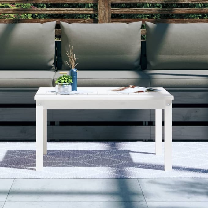 vidaXL - Tuintafel - 82,5x50,5x45 - cm - massief - grenenhout - wit