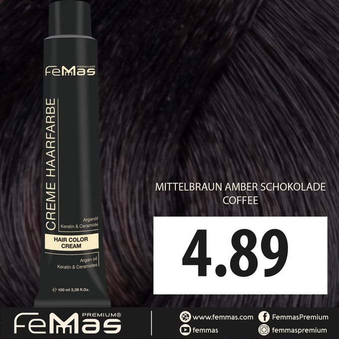 Femmas (4.89) - Haarverf - Chocolade Amber Middenbruin - 100ml