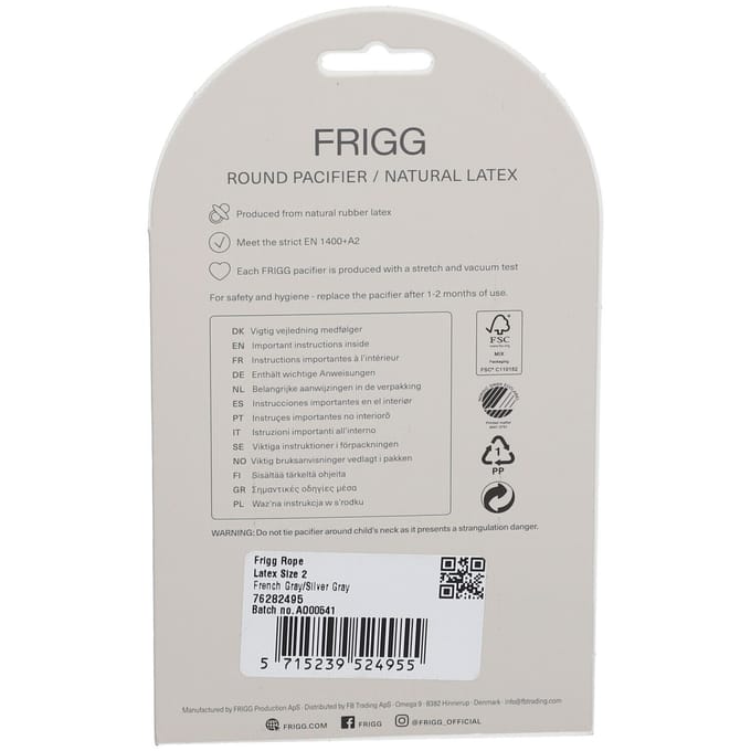 Frigg Rope Fopspeen - 6-18 mnd (2 stuks) - Fr.Gray/Silver Gray