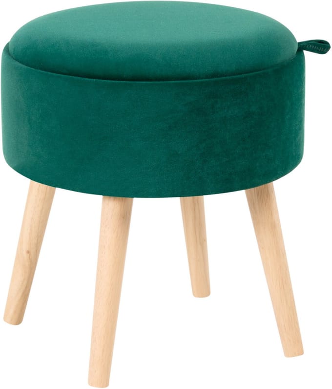 NEELY - Hocker met opbergruimte - Smaragdgroen - Fluweel