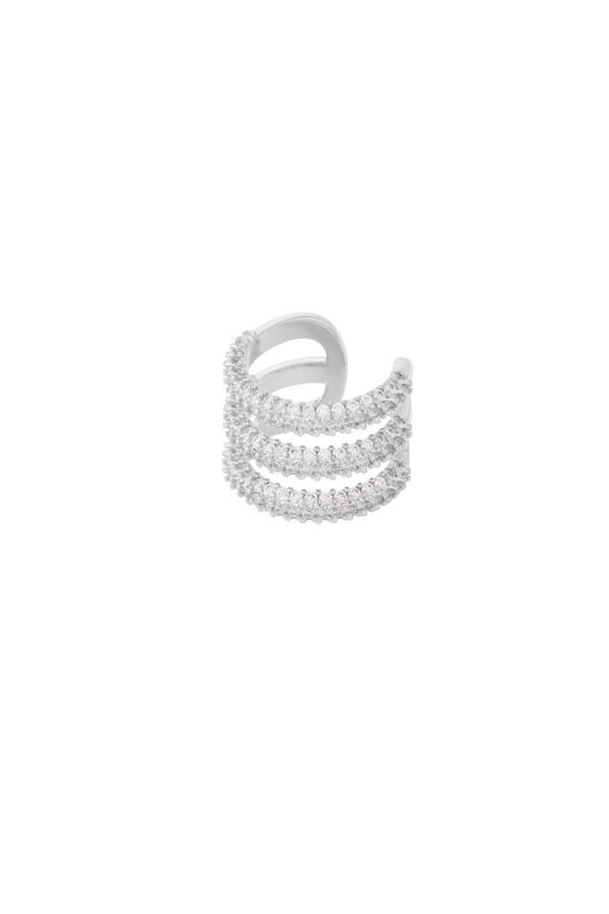 Bijoutheek Earcuff Strass Trio Steentjes Zilver