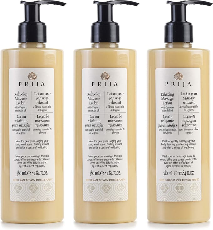PRIJA - Ontspannende massagelotion met etherische olie van cipres, 3x 380 ml