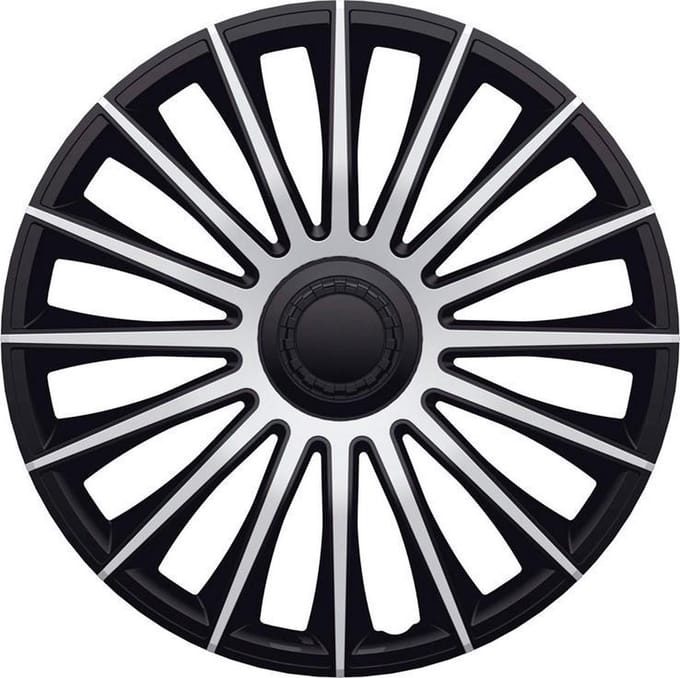 4-Delige J-Tec Wieldoppenset Austin 14-inch zilver/zwart