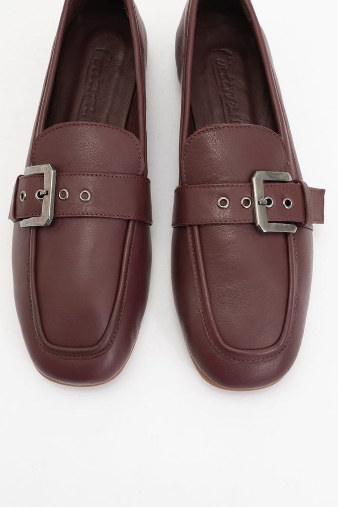 Jade Leren Plat Loafers Dames