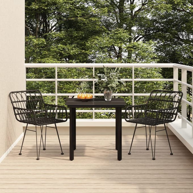 vidaXL - 3-delige - Tuinset - poly - rattan - zwart
