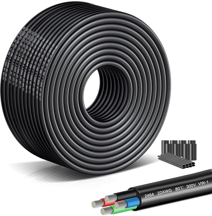 25 meter 4-aderige LED verlengkabel 22AWG flexibel koper voor binnen en buiten