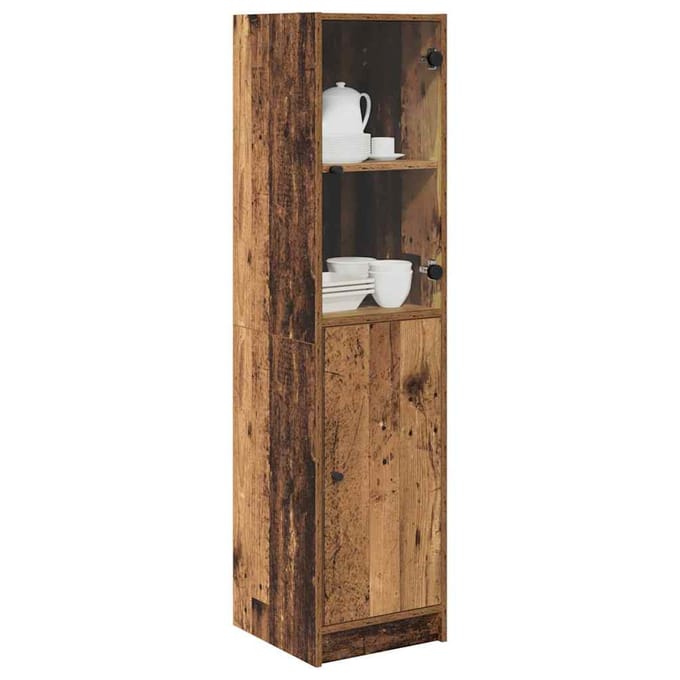 vidaXL - Highboard - Oud - Hout - 35 - x - 37 - x - 142 - cm - Bewerkt - hout