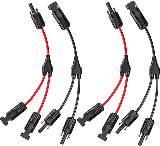 Dailygoody - 4 Pack Y-Plug Solar Cables - Stevige Solar Connectoren voor Panelen
