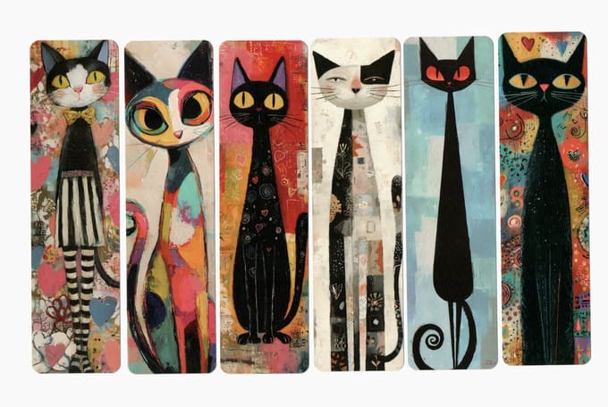 Viwado® Doodle Kattenleggers - Set van 6 - Artistiek Cadeau