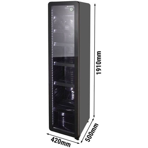 GASTRO-COOL Drankenkoelkast - 212 liter - Smal - 1 glazen deur - Zwart