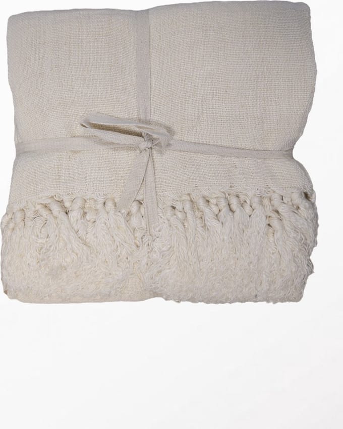 by Mooss - Linnen plaid - Ivoor - CrÃ¨me - 100% Linnen - Deken - Kleed - Sprei