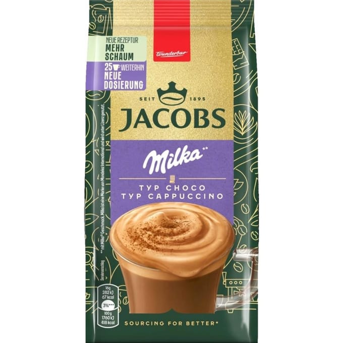 Oploskoffie cappuccino schoko milka 400g - jacobs