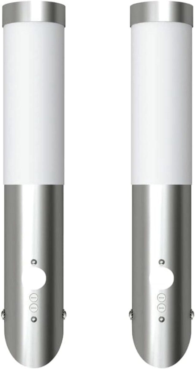 Set van 2 Buitenlampen met Bewegingssensor RVS - Waterdicht Tuinverlichting