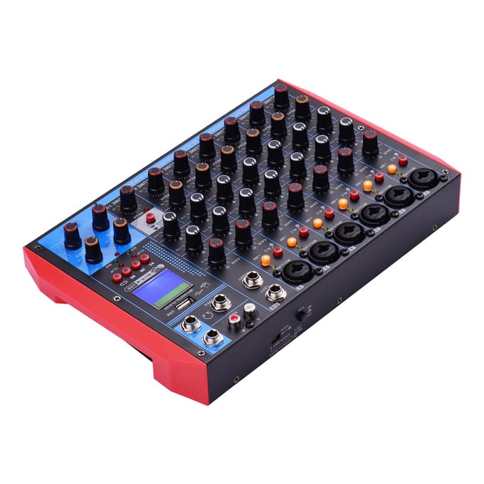 AG8 Draagbare 8-kanaals Mengtafel Digitale Audiomixer +48V Fantoomvoeding Ondersteunt BT/USB/MP3 EU Plug