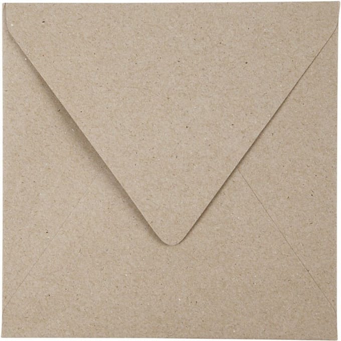Gerecyclede Enveloppen, afm 16x16 cm, 120 gr, 50 stuks, naturel