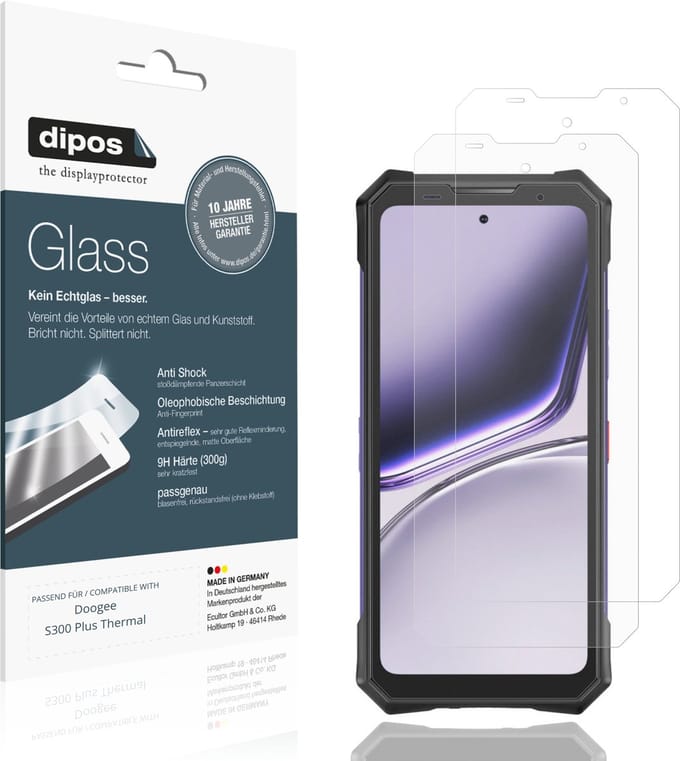 dipos – 2x Matte Pantserfolie geschikt voor Doogee S300 Plus Thermal | 9H Screenprotector
