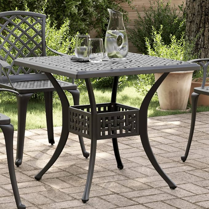 vidaXL - Tuintafel - 80x80x75 - cm - gietaluminium - zwart