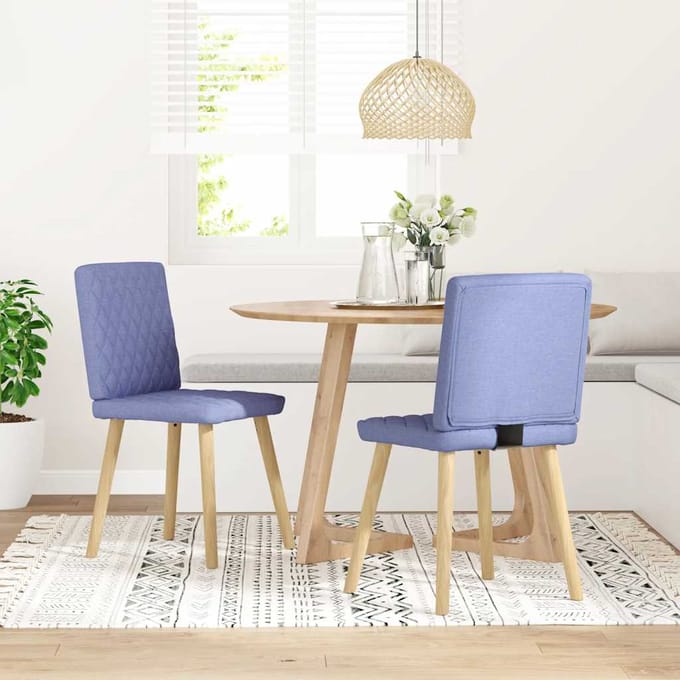 vidaXL - Eetkamerstoelen - 2 - st - stof - jeansblauw