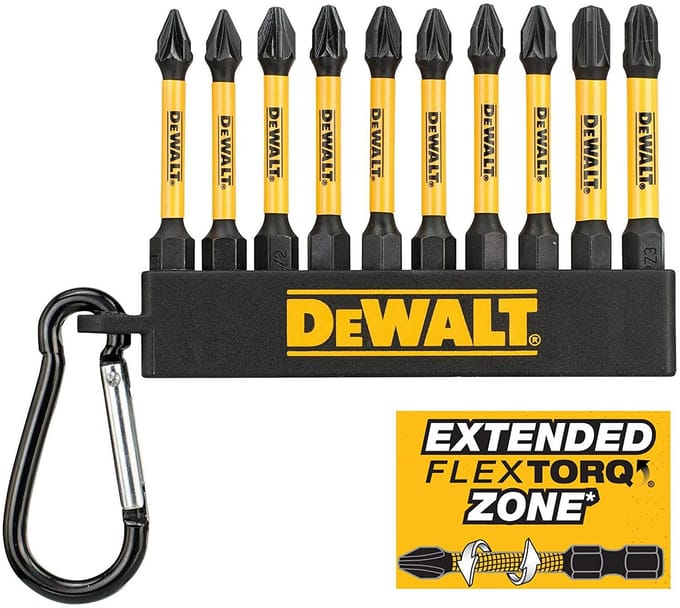 DeWalt FLEXTORQ Serie - Impact Bits Set - 57mm - PZ1/PZ2/PZ3 - 10 Stuks