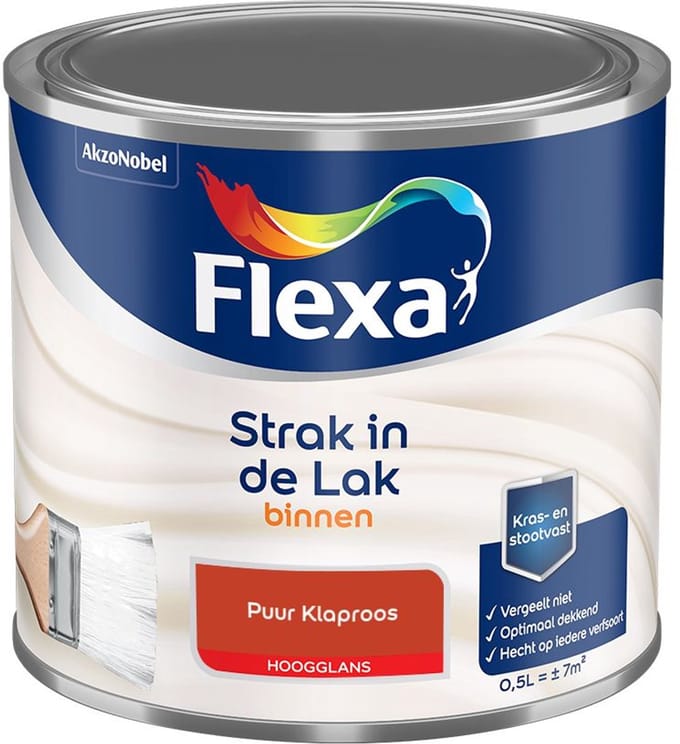 Flexa - Strak In De Lak Binnenlak Hoogglans - Puur Klaproos - Mengverf - 500 Ml