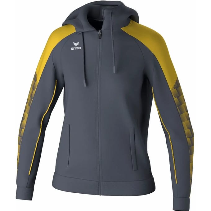 Erima Evo Star Trainingsjack Met Capuchon Dames - Grijs / Geel | Maat: 44
