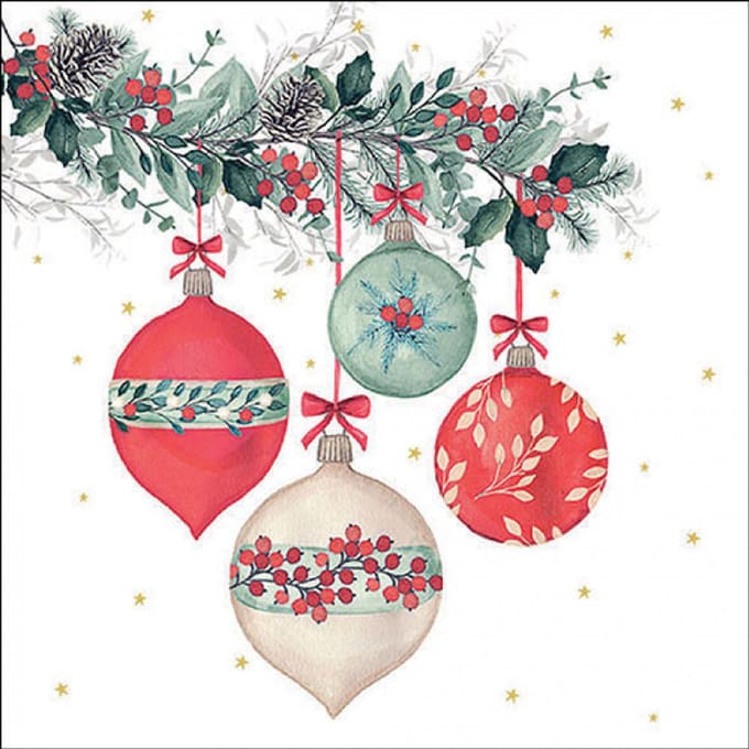 Ambiente - Lunch servetten - Berry baubles white