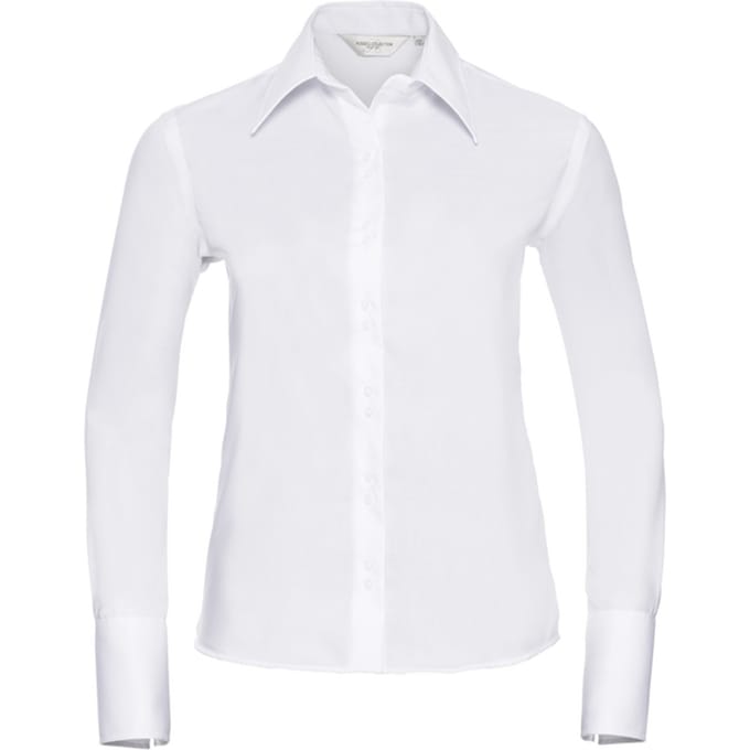 Russell Collection Dames/Dames Ultimate Non-Iron Getailleerde Overhemd met Lange Mouwen (Wit)