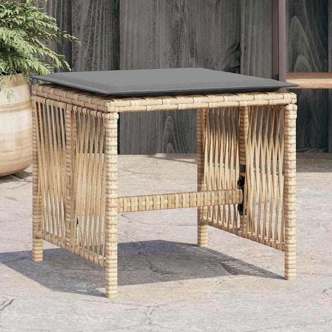 vidaXL - Tuinkrukken - 4 - st - kussens - 41x41x36 - cm - poly - rattan - gemengd - beige