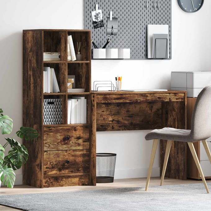 vidaXL - Bureau - Rook - Eiken - 135,5 - x - 40 - x - 127 - cm - 2 - st