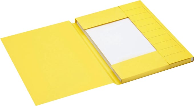Dossiermap Secolor A4 3 kleppen 225gr geel - 125 stuks