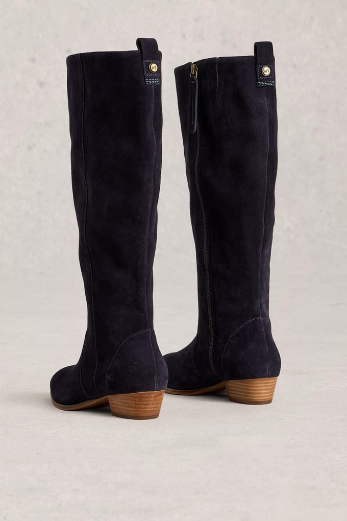 White Stuff Willow Suede Knee High Boot Dark Navy Taglia: 5 | Stivali Outlet | Donna | Blu